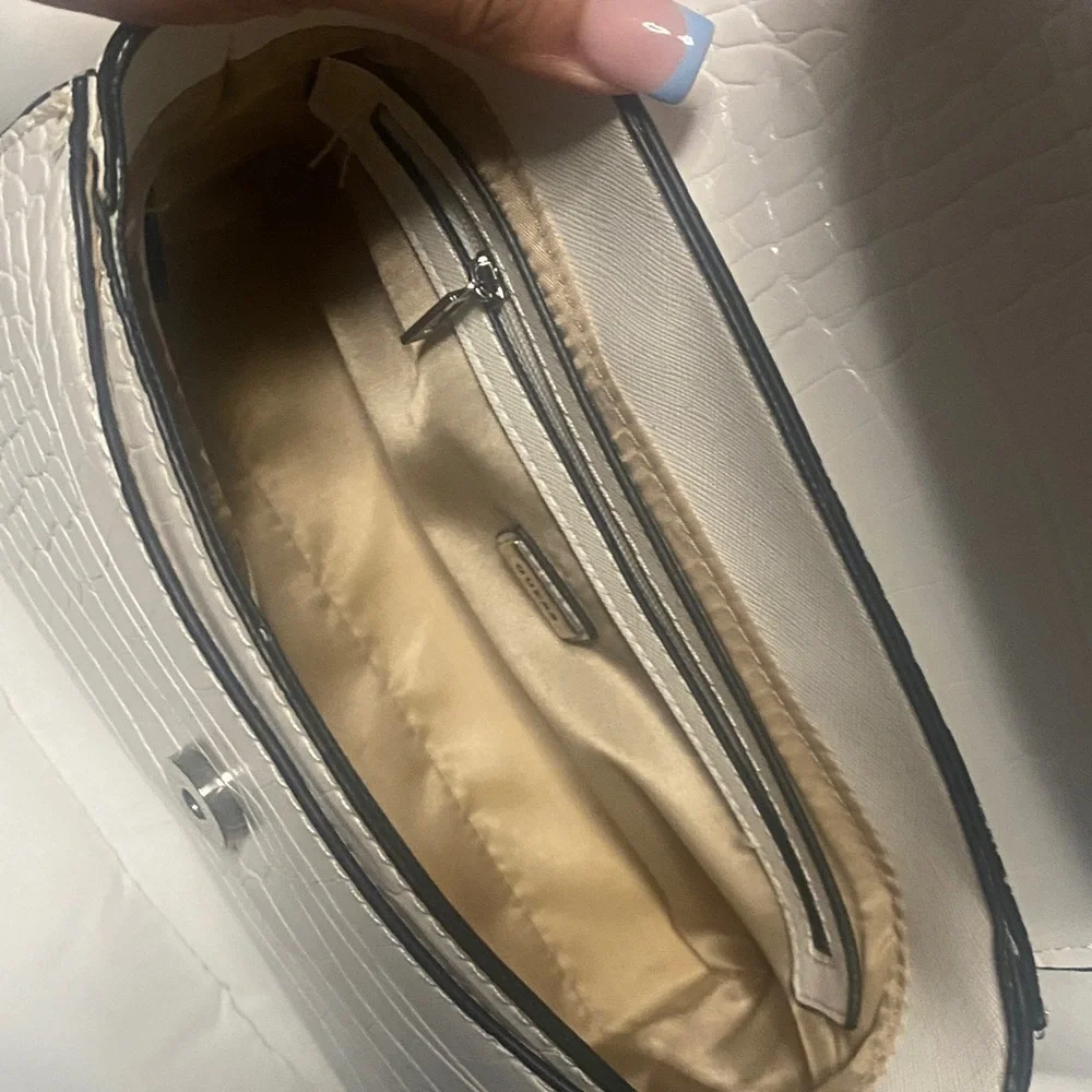 Guess White Croc-Embossed Top-Handle Satchel - Picture 5 of 7